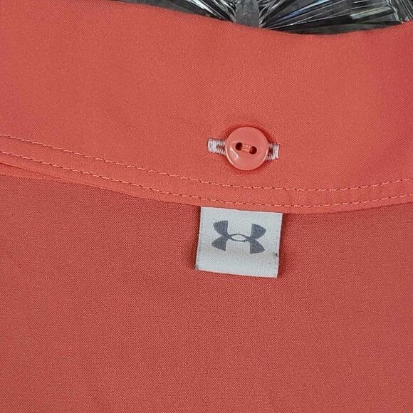 Under Armour Shirt Orange Heat Gear Loose Short Sleeve Button Down Men Size 3XL - Picture 8 of 12